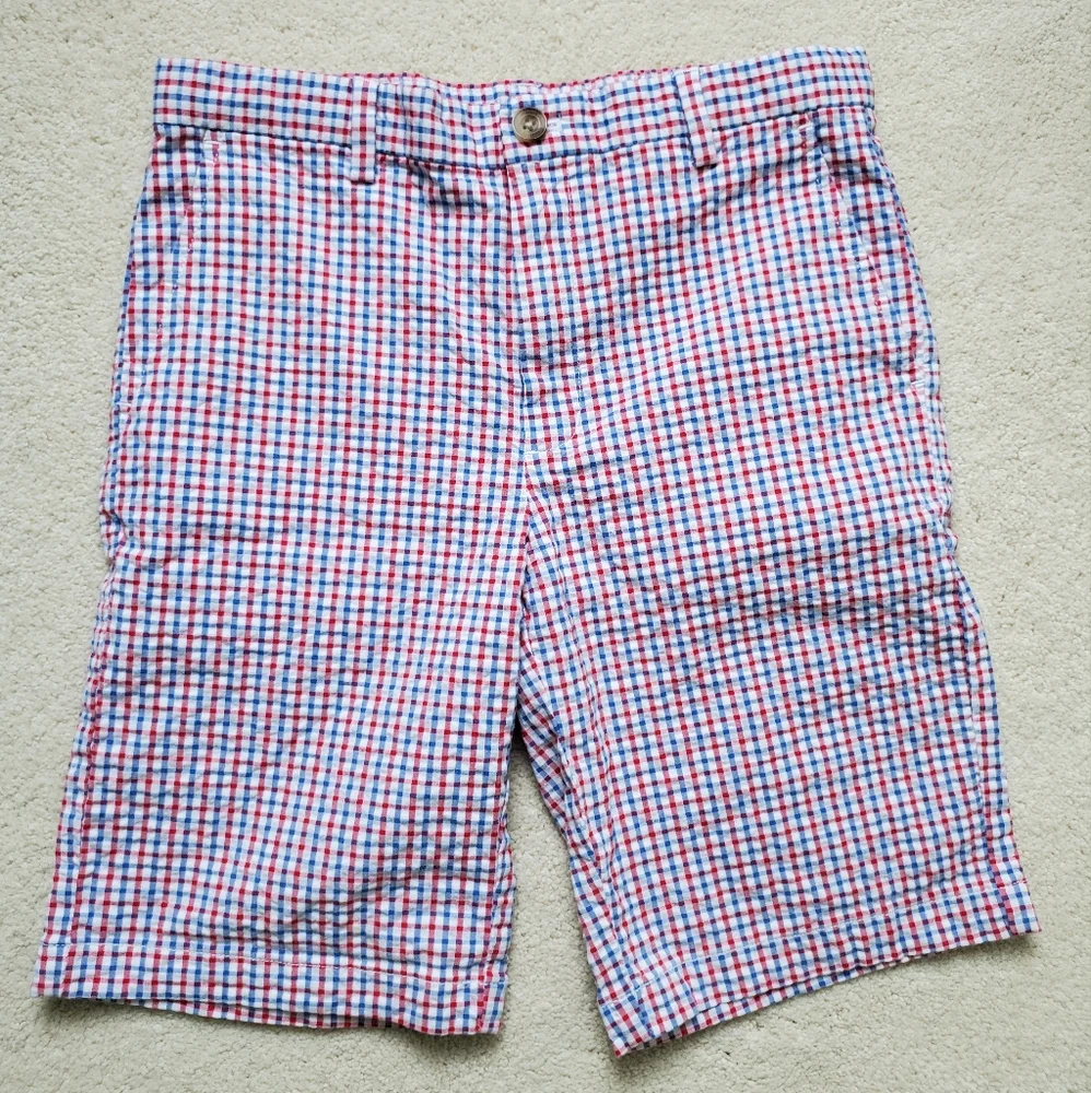 SOLD Vineyard Vines Boys Red, White And Blue Gingham Seersucker Shorts sz14 - Picture 2 of 16